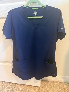 healing hands Navy V-Neck Medical Scrub Top